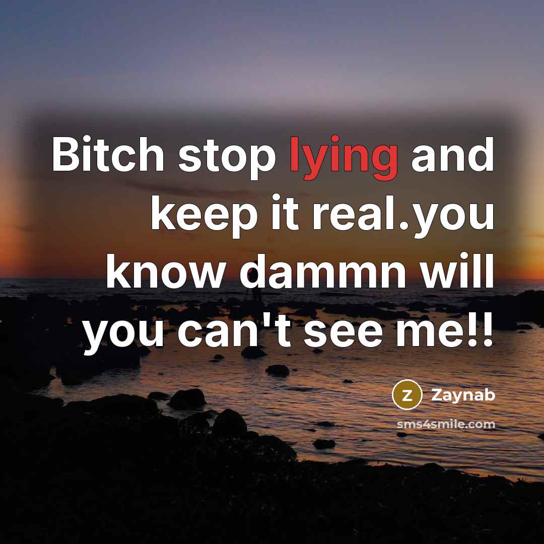“Bitch stop lying and keep it real.you know dammn will…” quote by Zaynab