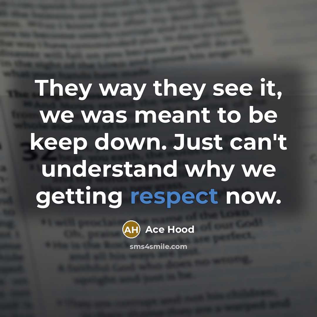 “They way they see it, we was meant to be keep down. Just can't understand why we getting respect now.” quote by Ace Hood