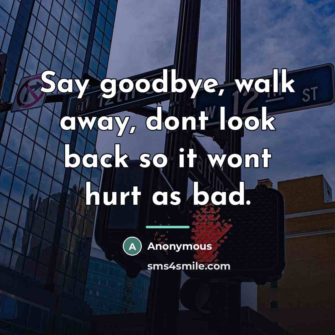 “Say goodbye, walk away, dont look back so it wont…” quote by Anonymous