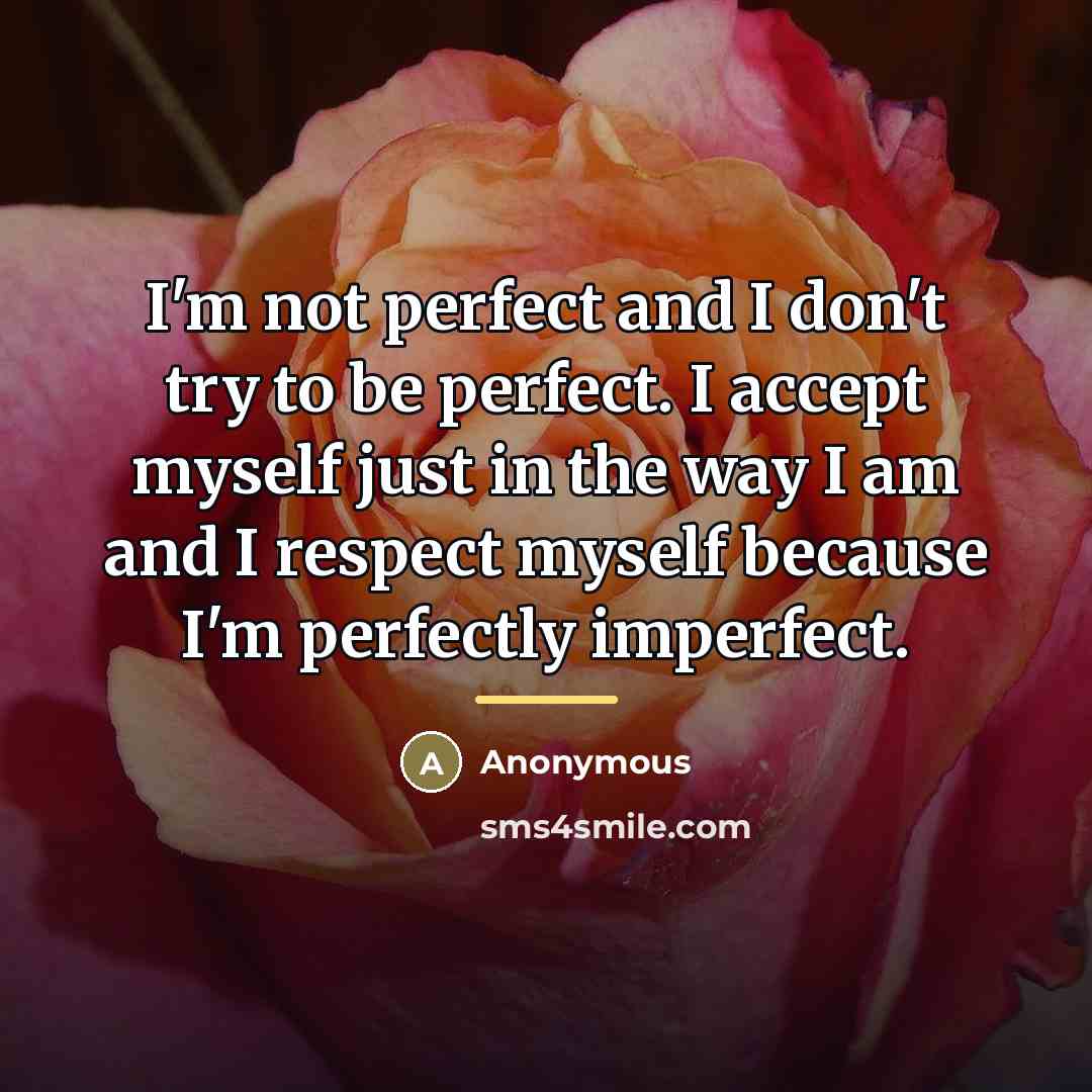“I'm not perfect and I don't try to be perfect.…” quote by Anonymous