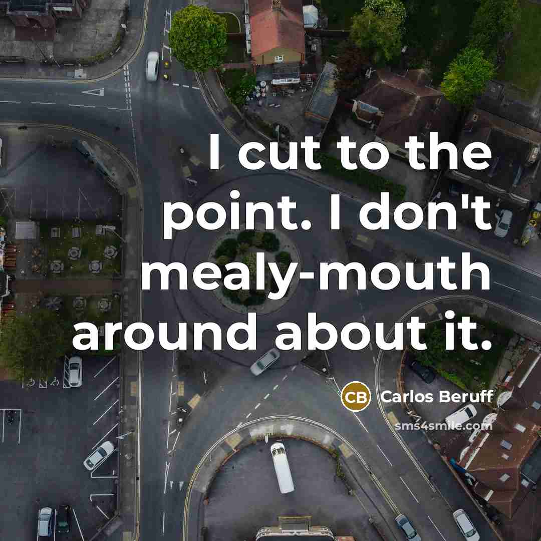 “I cut to the point. I don't mealy-mouth around about…” quote by Carlos Beruff