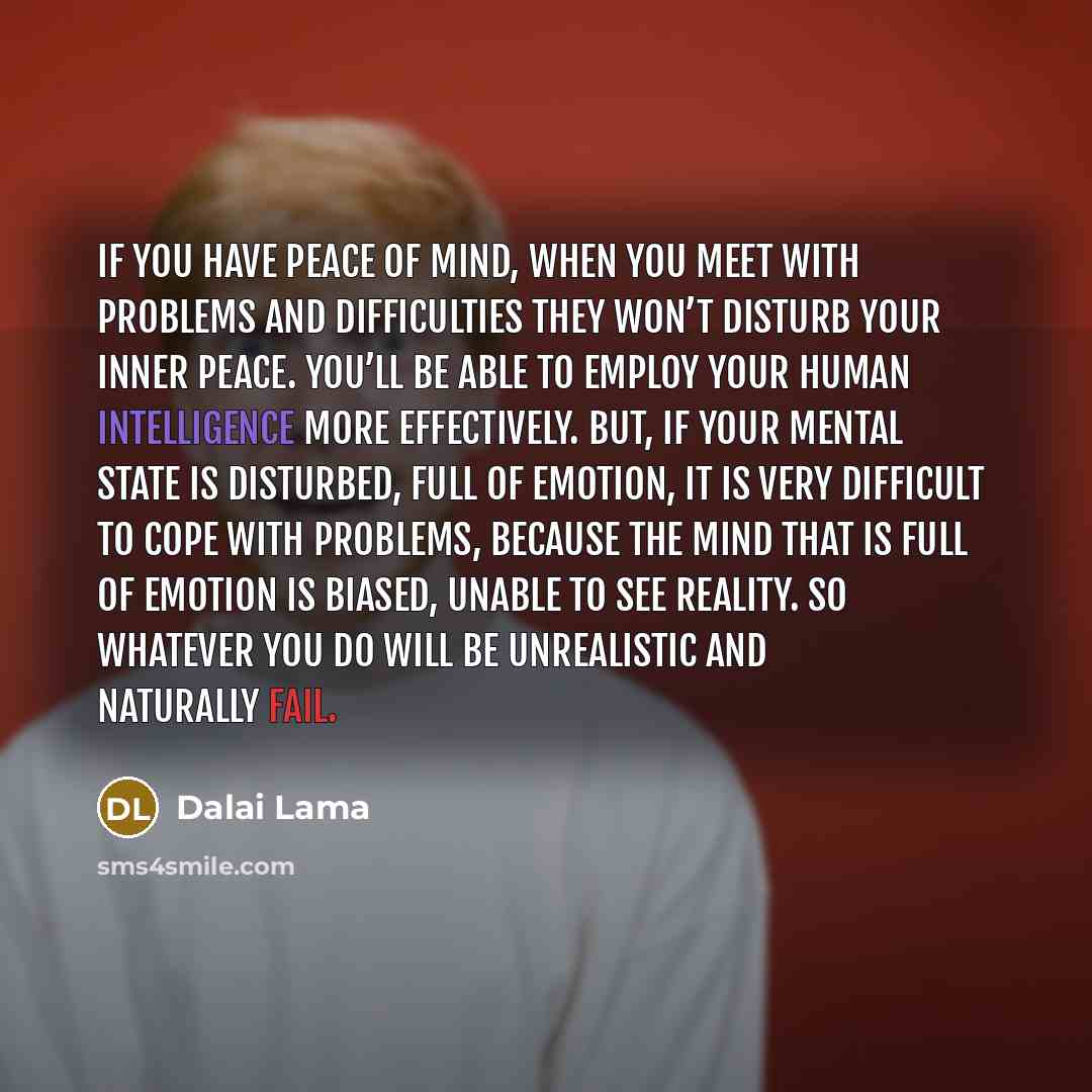 “If you have peace of mind, when you meet with…” quote by Dalai Lama