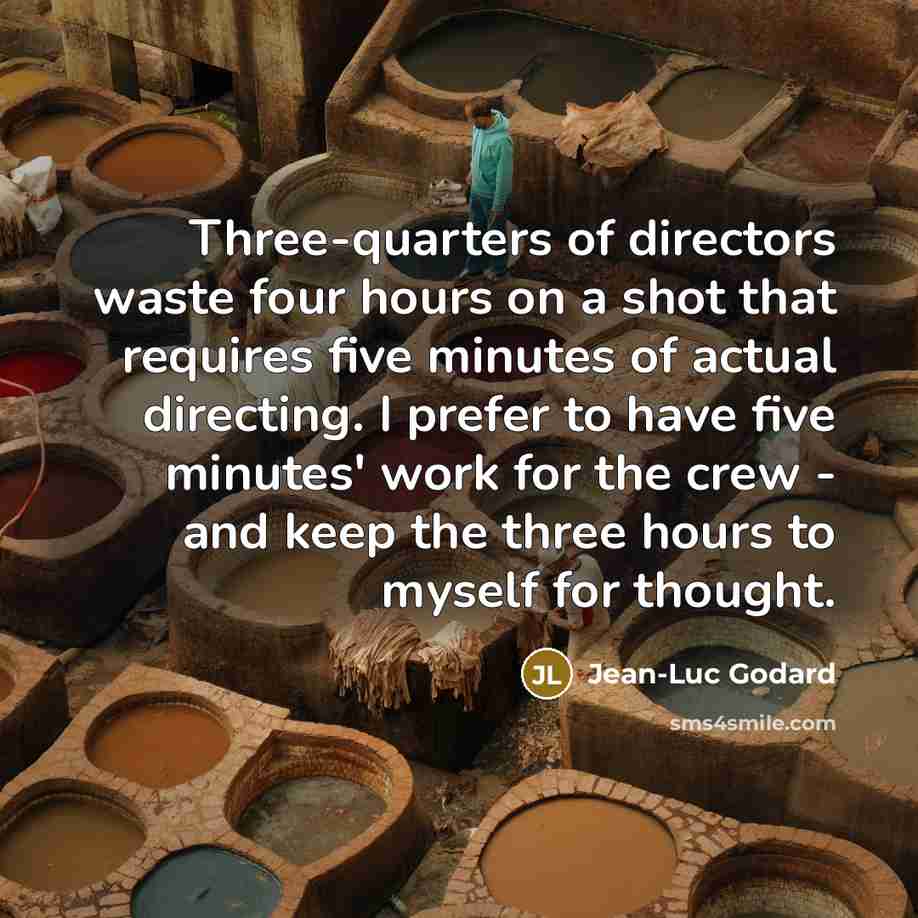 “Three-quarters of directors waste four hours on a shot that…” quote by Jean-Luc Godard