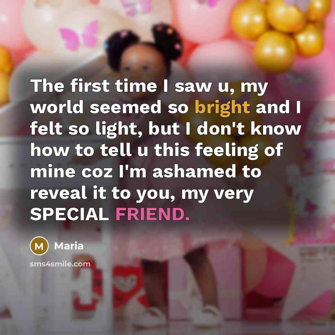 “The first time I saw u, my world seemed so…” quote by Maria