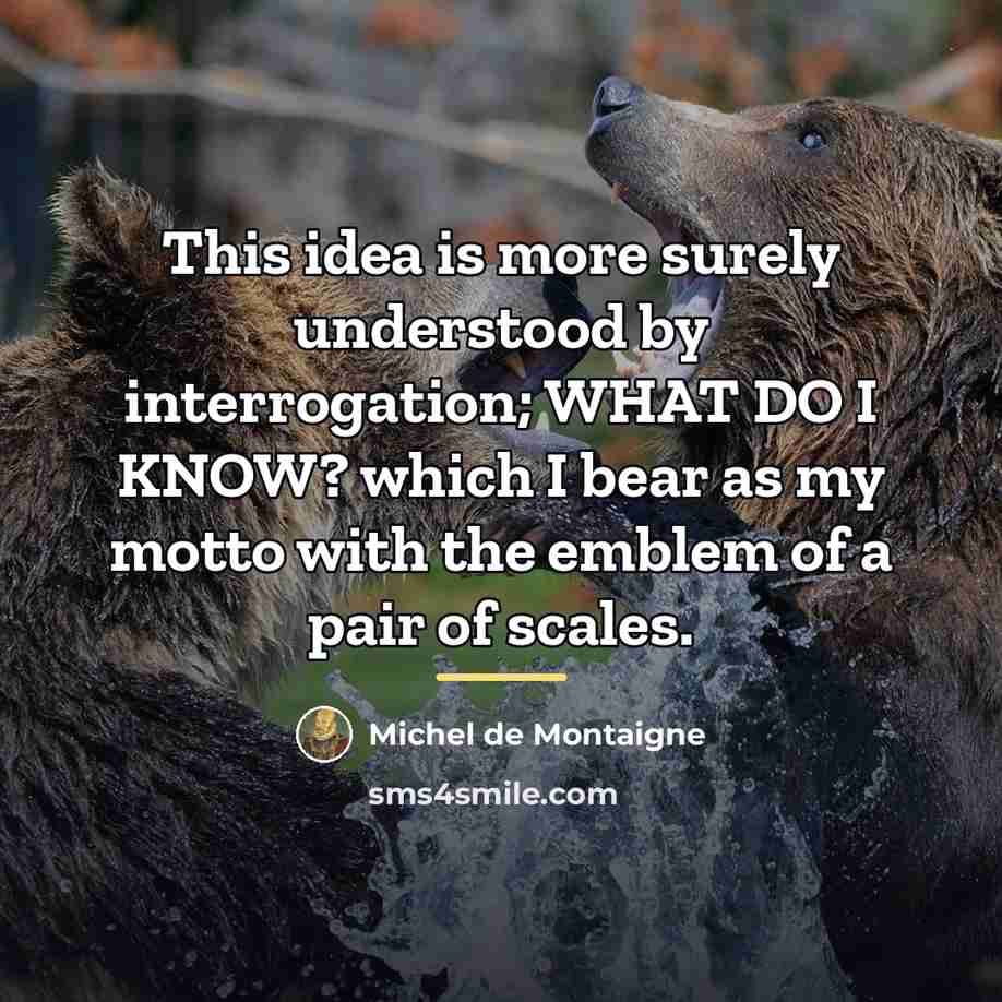 “This idea is more surely understood by interrogation; WHAT DO…” quote by Michel de Montaigne