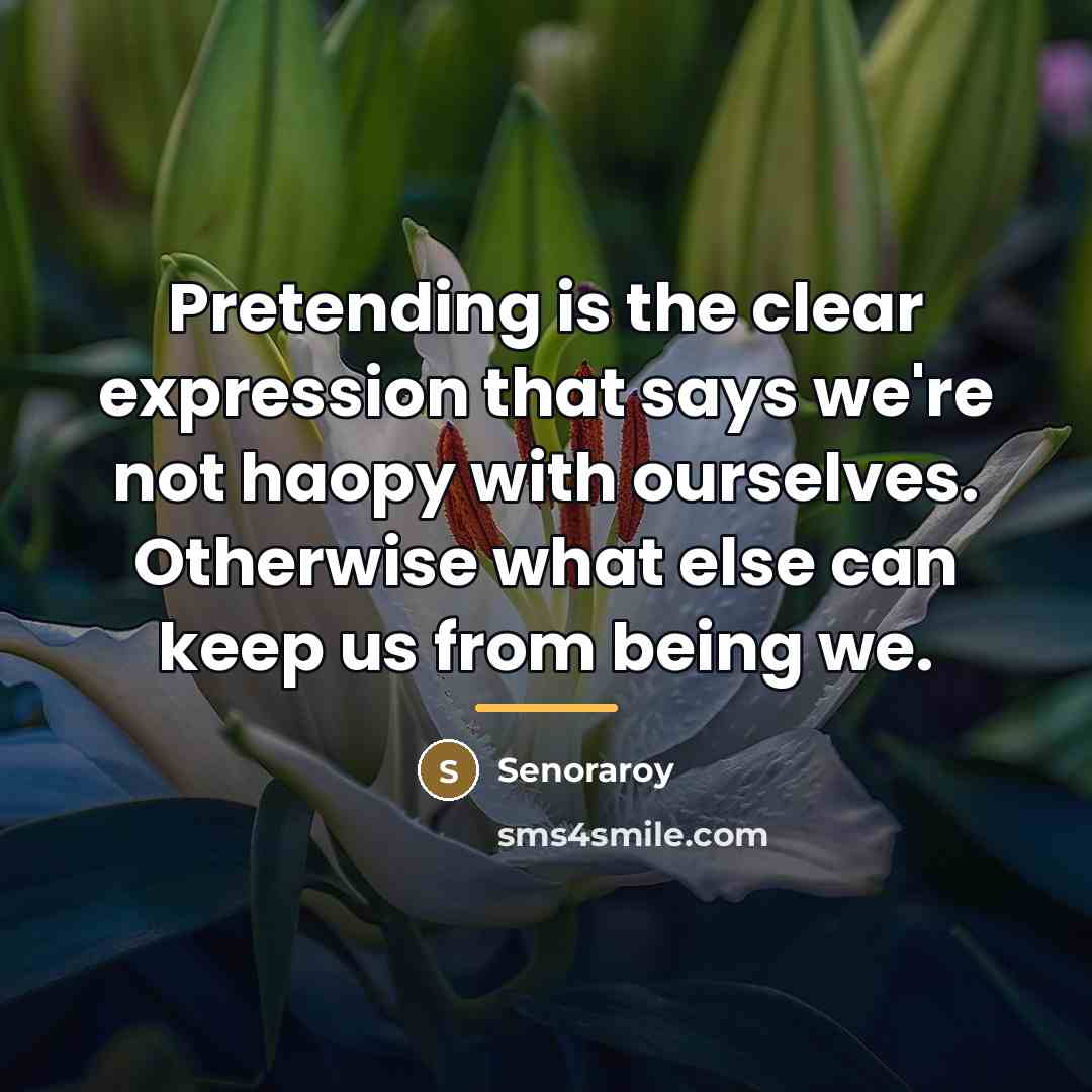 “Pretending is the clear expression that says we're not haopy…” quote by Senoraroy