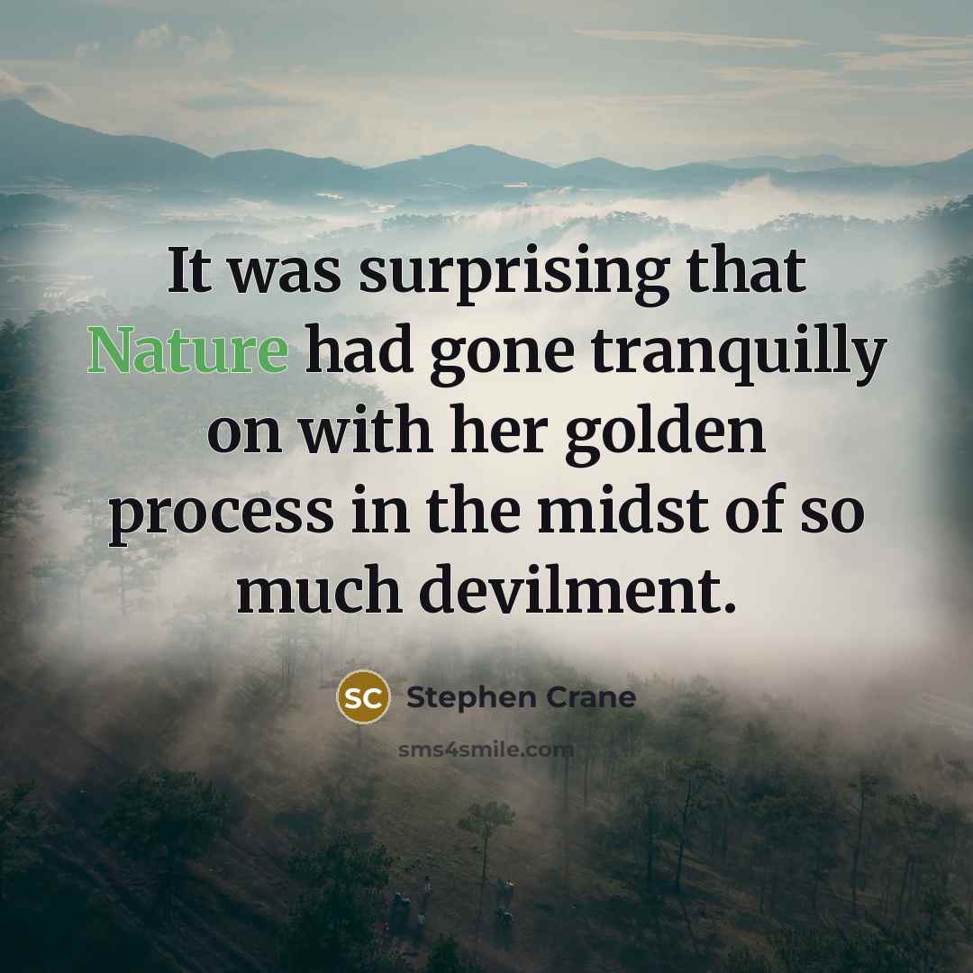 “It was surprising that Nature had gone tranquilly on with…” quote by Stephen Crane