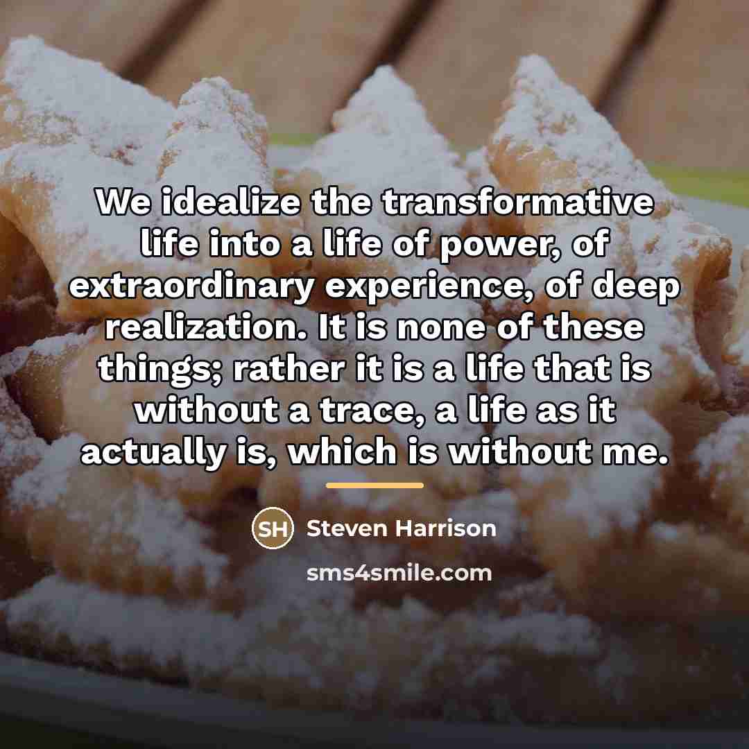 “We idealize the transformative life into a life of power,…” quote by Steven Harrison