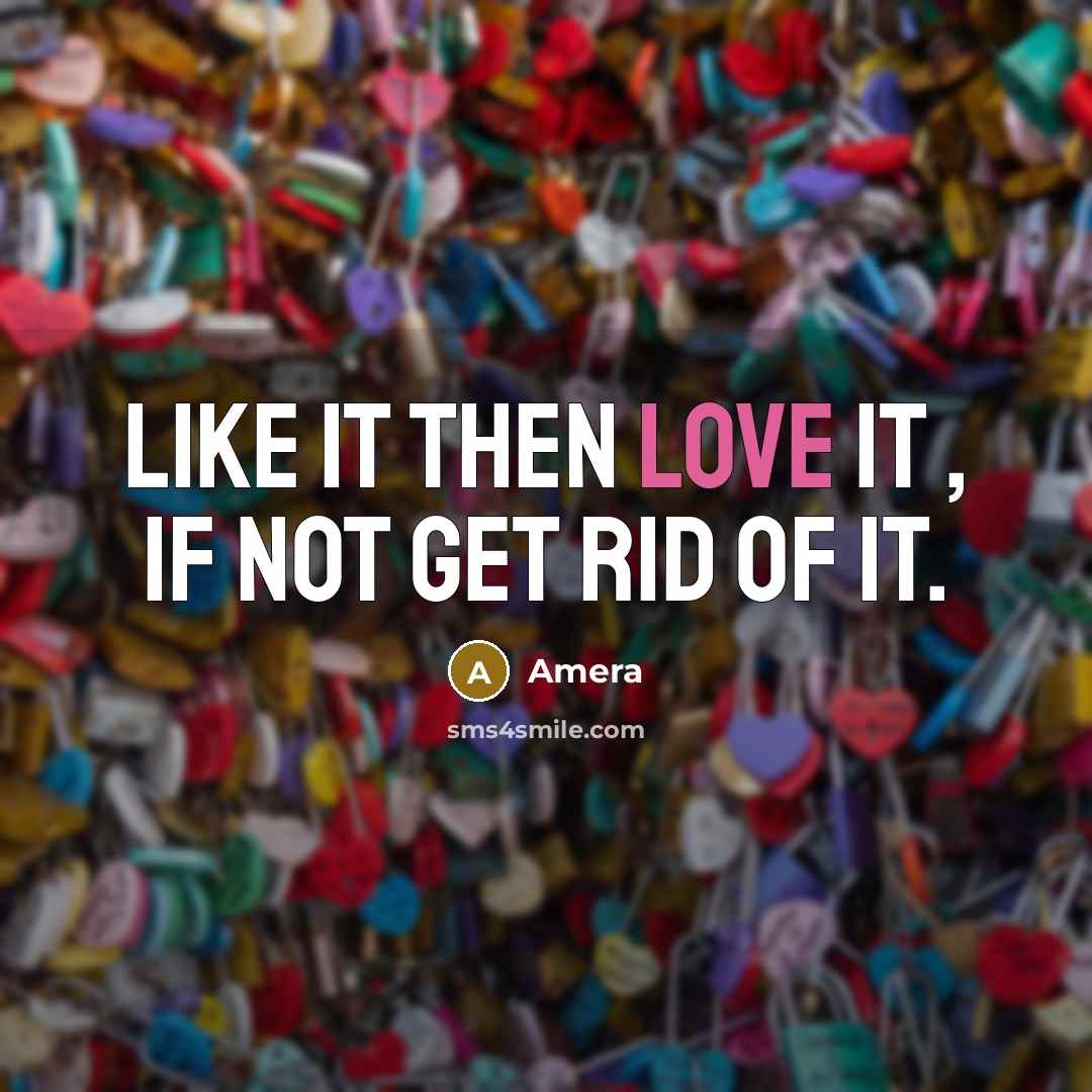 “Like it then love it , If not get rid…” quote by Amera