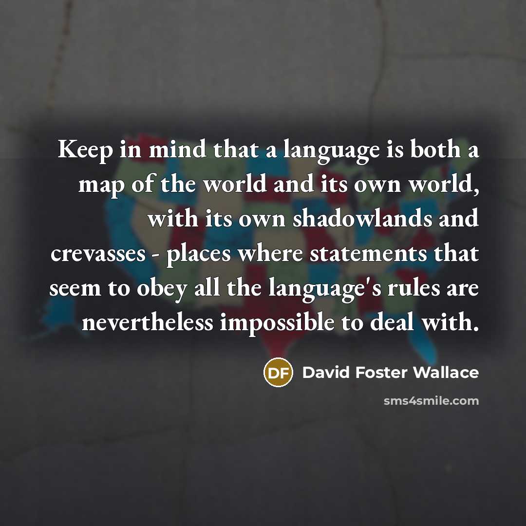 “Keep in mind that a language is both a map…” quote by David Foster Wallace