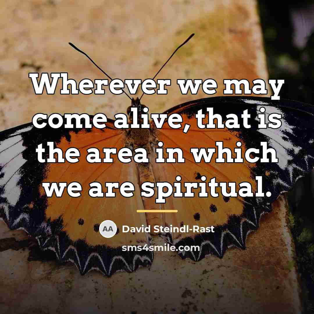 “Wherever we may come alive, that is the area in…” quote by David Steindl-Rast