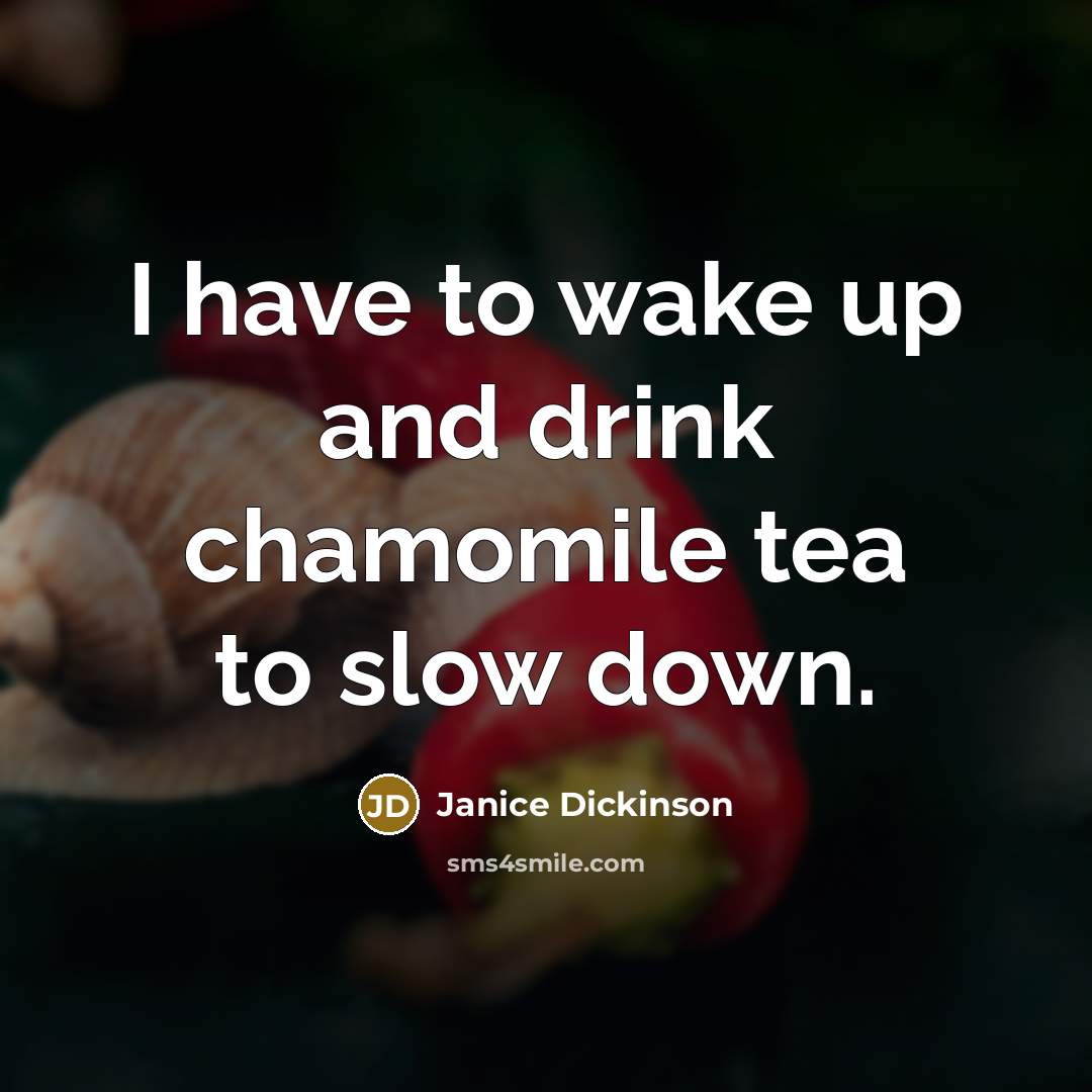“I have to wake up and drink chamomile tea to…” quote by Janice Dickinson