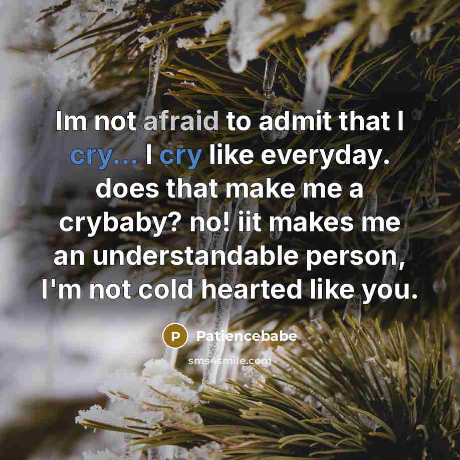 “Im not afraid to admit that I cry... I cry…” quote by Patiencebabe