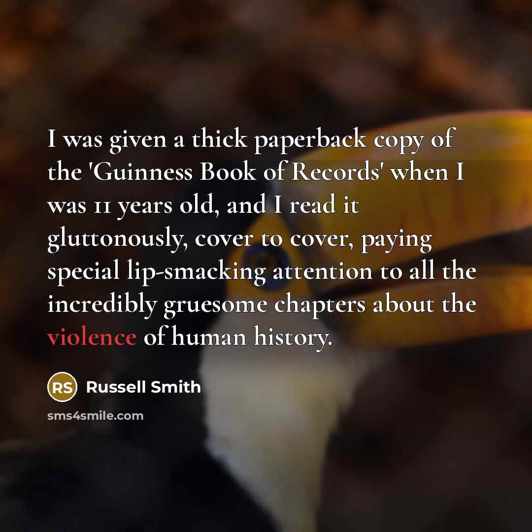 “I was given a thick paperback copy of the 'Guinness…” quote by Russell Smith
