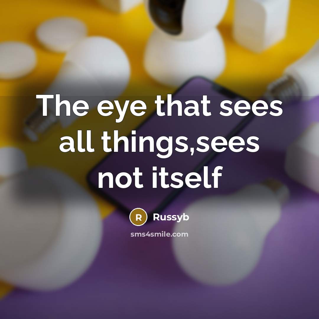 “The eye that sees all things,sees not itself…” quote by Russyb