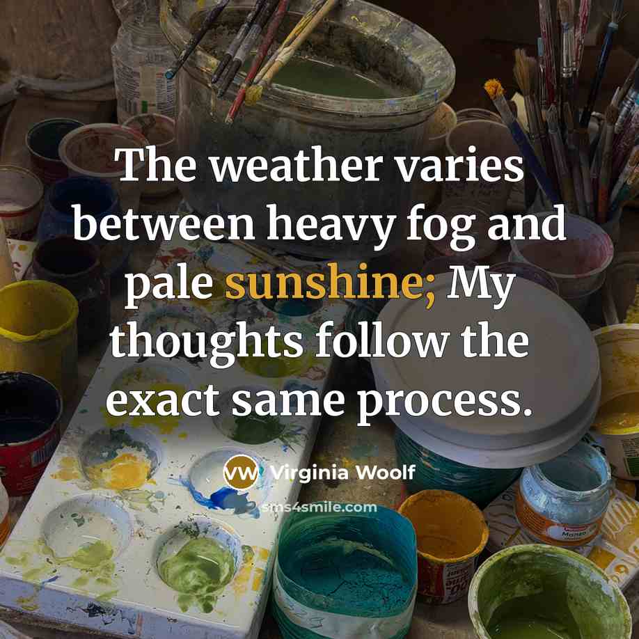 “The weather varies between heavy fog and pale sunshine; My…” quote by Virginia Woolf