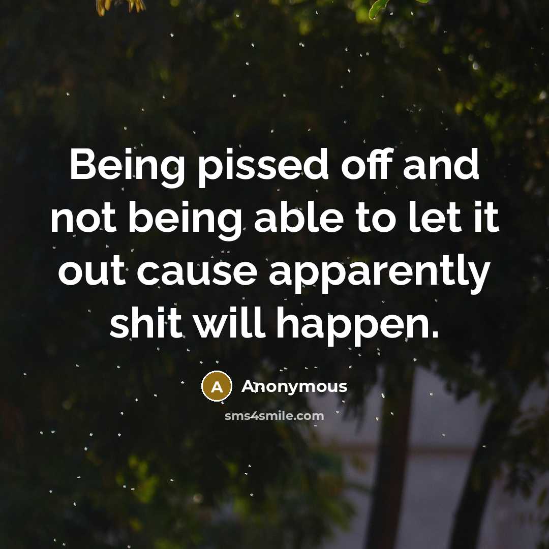 “Being pissed off and not being able to let it…” quote by Anonymous