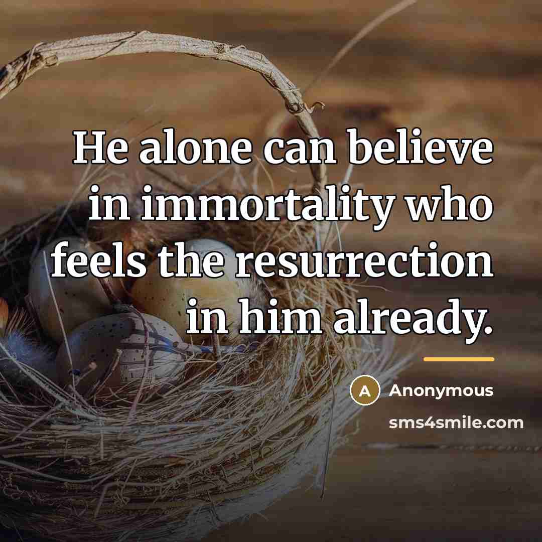 “He alone can believe in immortality who feels the resurrection…” quote by Anonymous