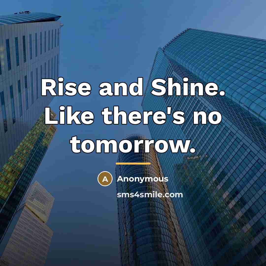 “Rise and Shine. Like there's no tomorrow.…” quote by Anonymous
