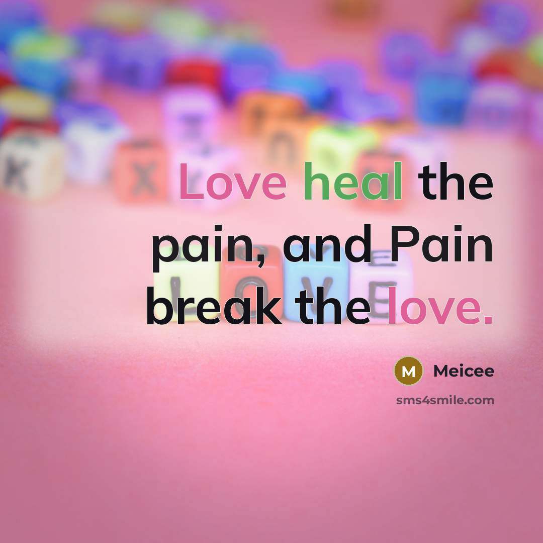 “Love heal the pain, and Pain break the love.” quote by Meicee