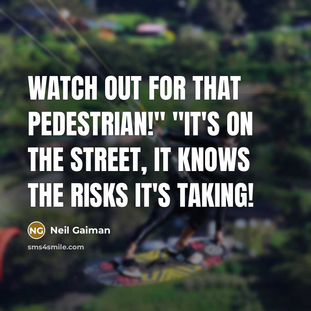 “Watch out for that pedestrian!" "It's on the street, it…” quote by Neil Gaiman