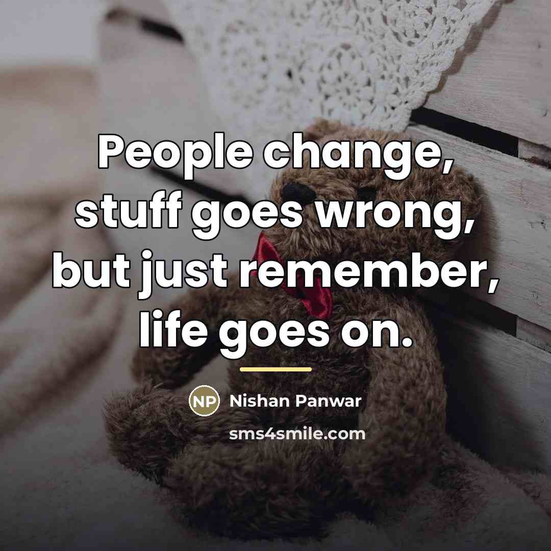 “People change, stuff goes wrong, but just remember, life goes…” quote by Nishan Panwar