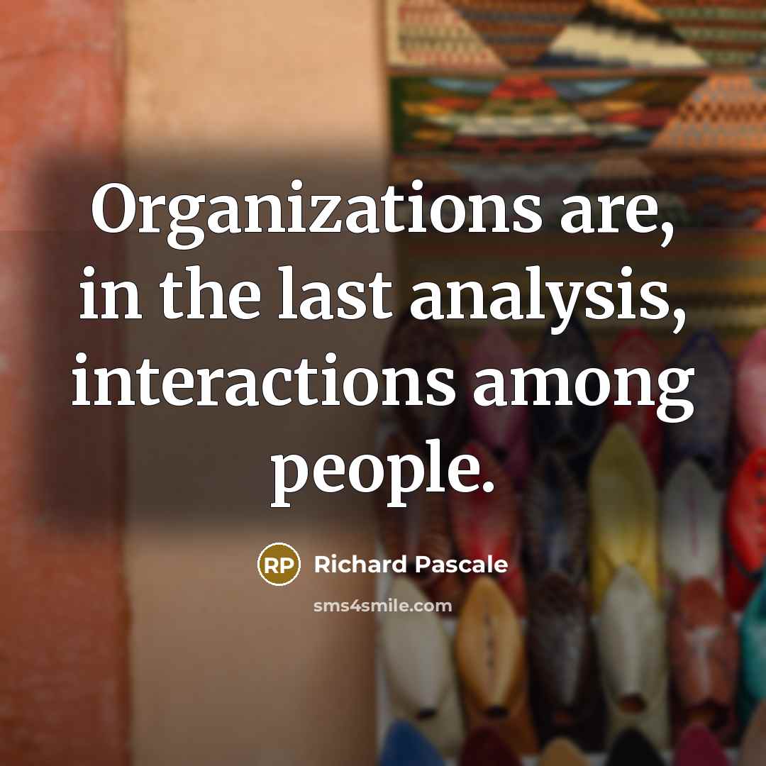 “Organizations are, in the last analysis, interactions among people.…” quote by Richard Pascale
