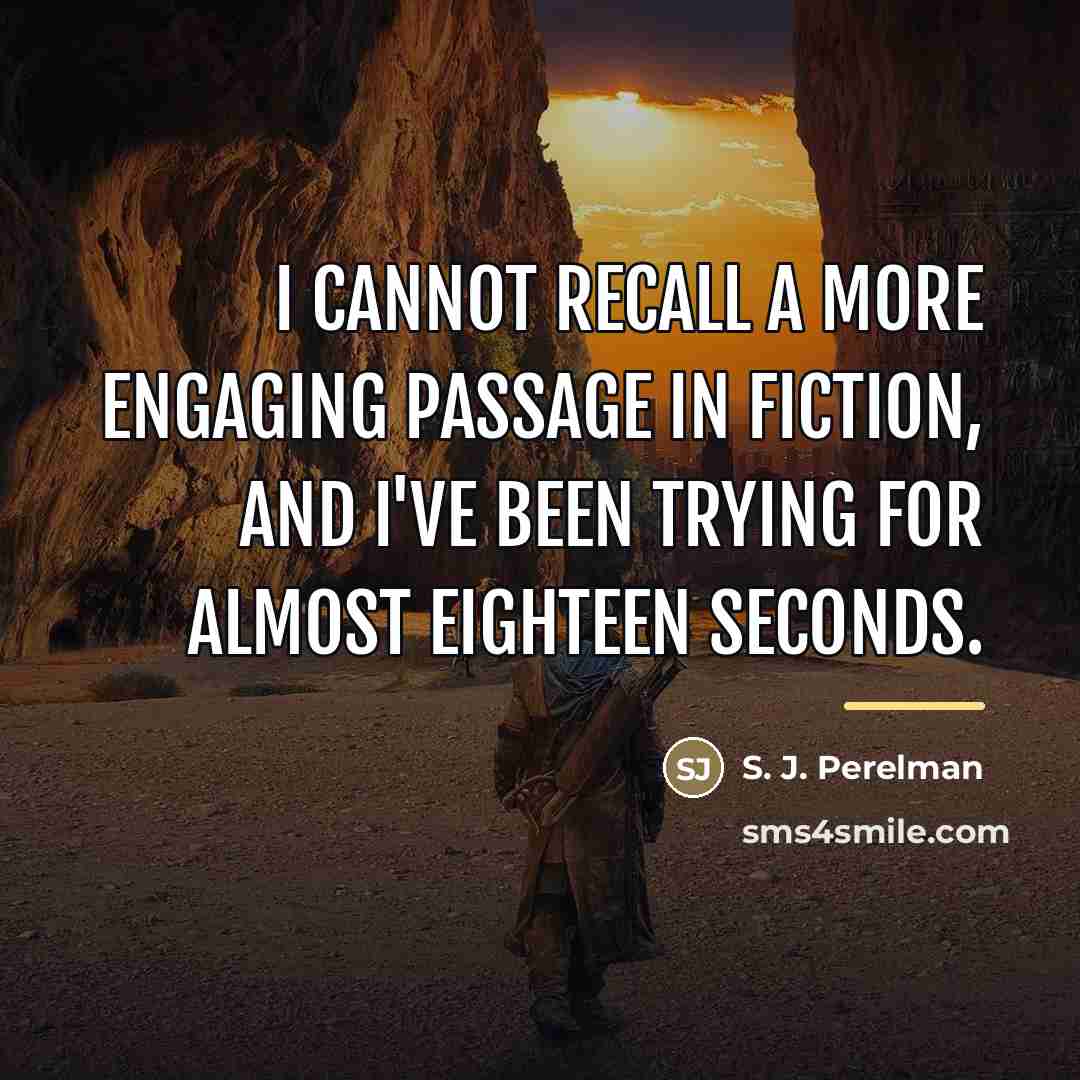 “I cannot recall a more engaging passage in fiction, and…” quote by S. J. Perelman