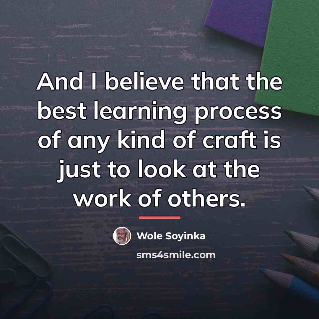 “And I believe that the best learning process of any…” quote by Wole Soyinka