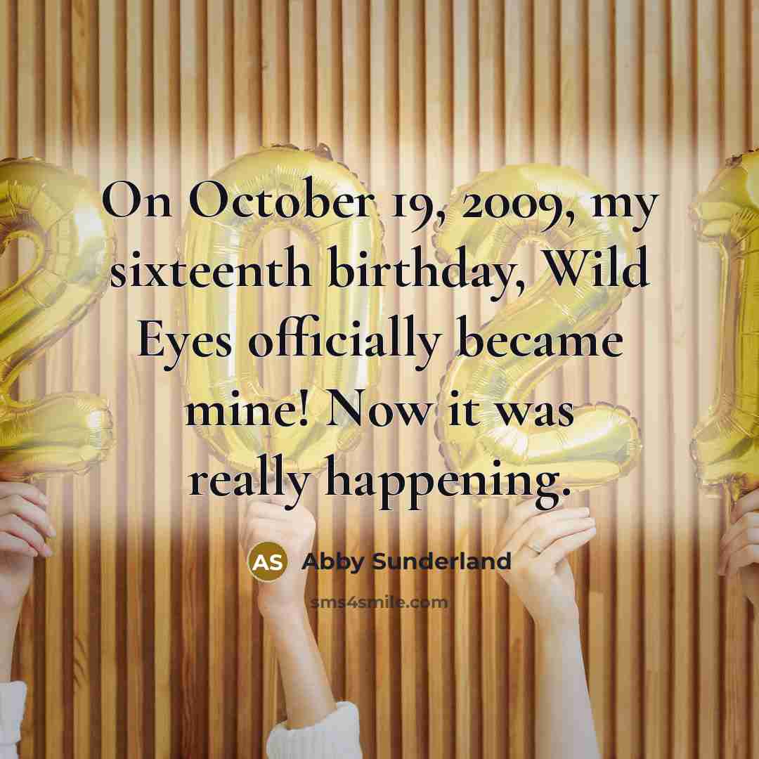 “On October 19, 2009, my sixteenth birthday, Wild Eyes officially…” quote by Abby Sunderland