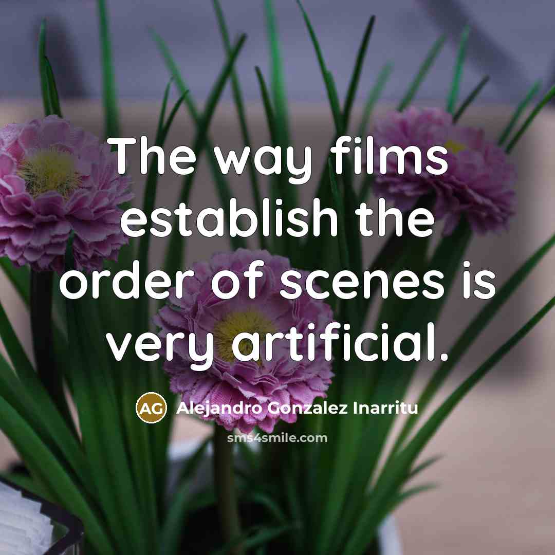 “The way films establish the order of scenes is very…” quote by Alejandro Gonzalez Inarritu