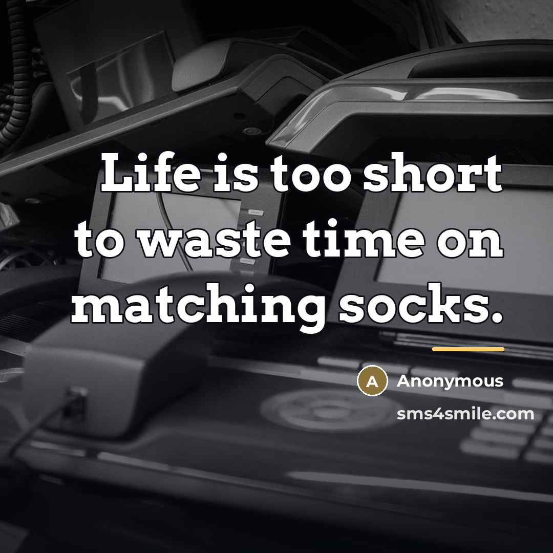 “Life is too short to waste time on matching socks.…” quote by Anonymous