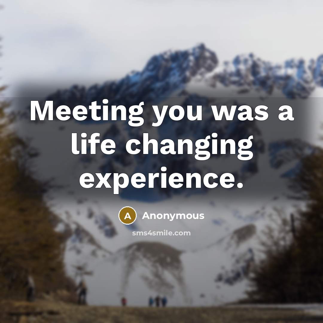 “Meeting you was a life changing experience.…” quote by Anonymous