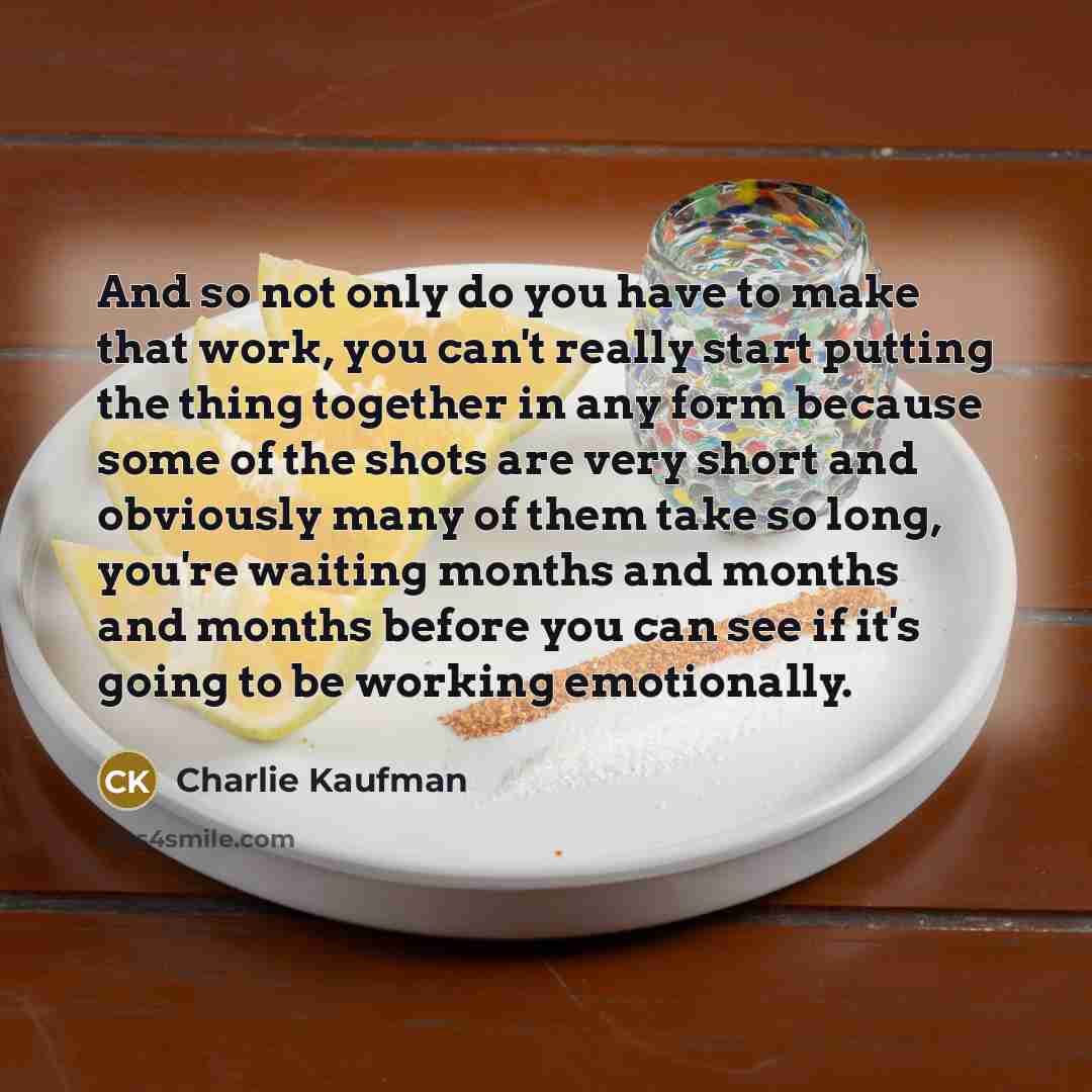 “And so not only do you have to make that…” quote by Charlie Kaufman