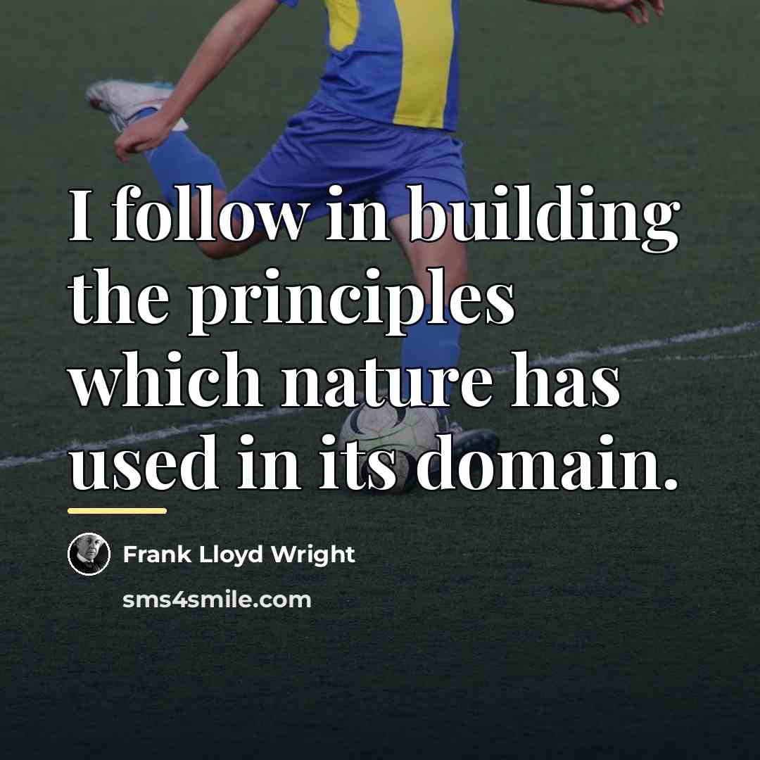 “I follow in building the principles which nature has used…” quote by Frank Lloyd Wright
