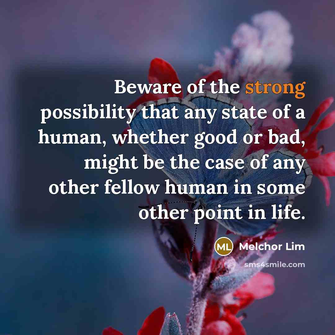 “Beware of the strong possibility that any state of a…” quote by Melchor Lim