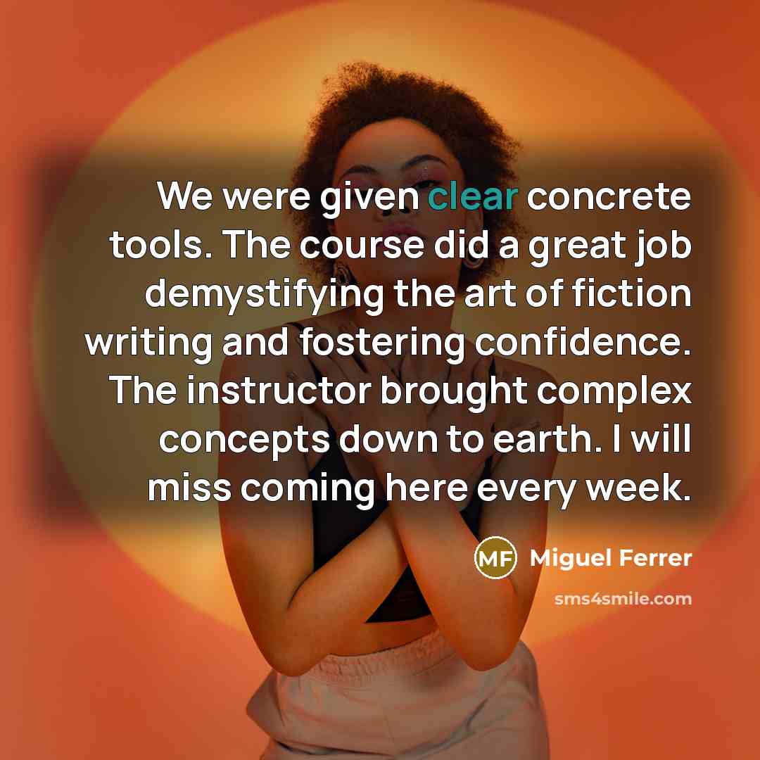 “We were given clear concrete tools. The course did a…” quote by Miguel Ferrer