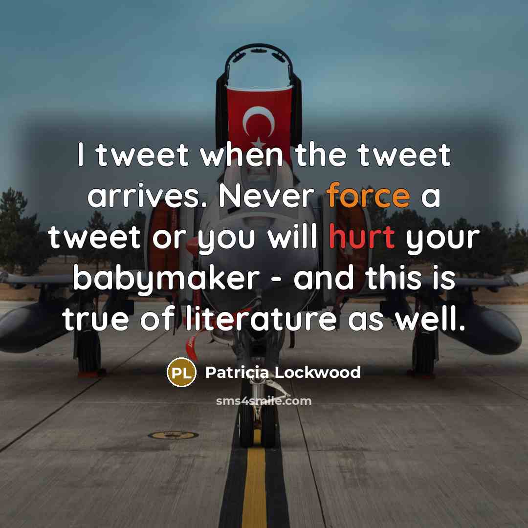 “I tweet when the tweet arrives. Never force a tweet…” quote by Patricia Lockwood