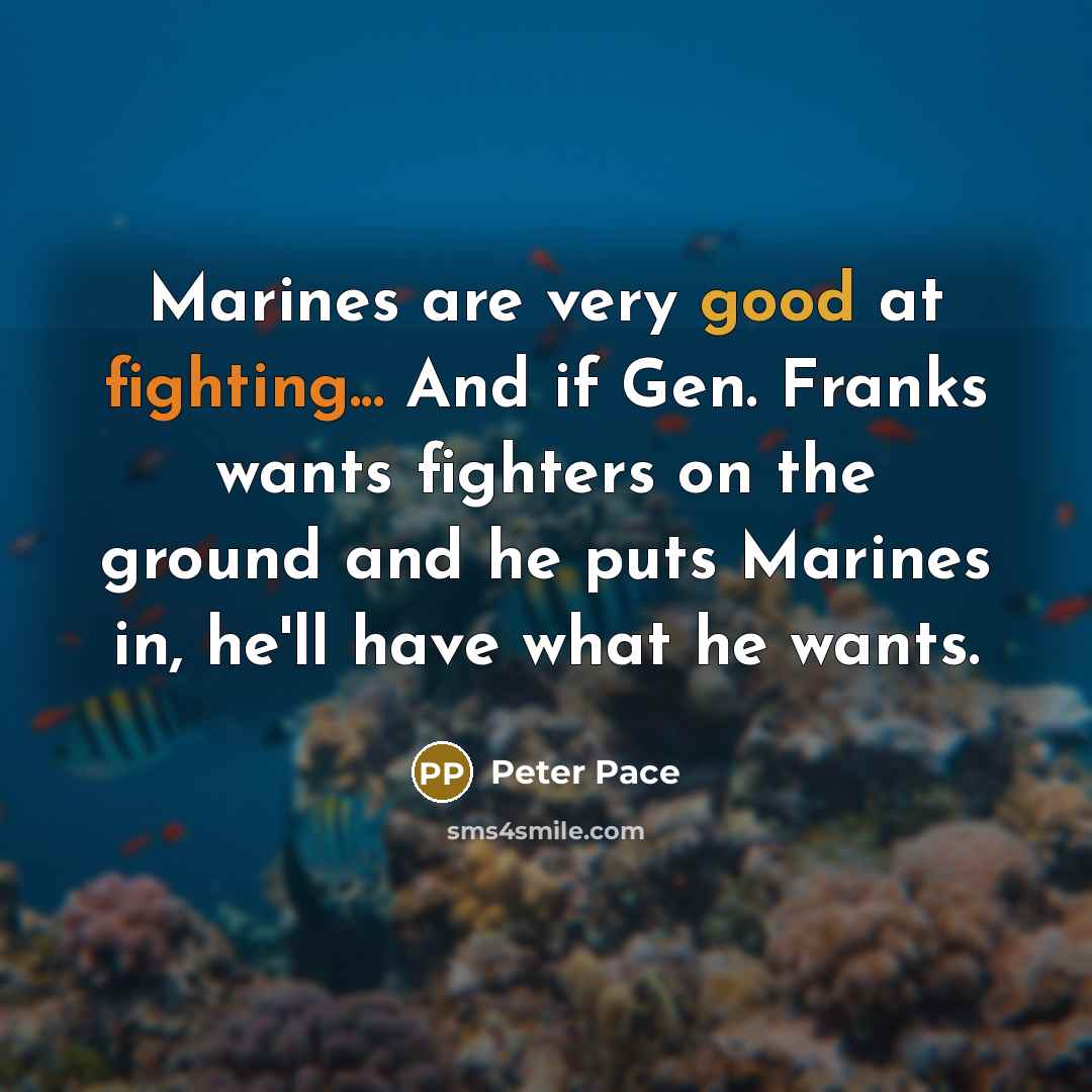 “Marines are very good at fighting... And if Gen. Franks…” quote by Peter Pace