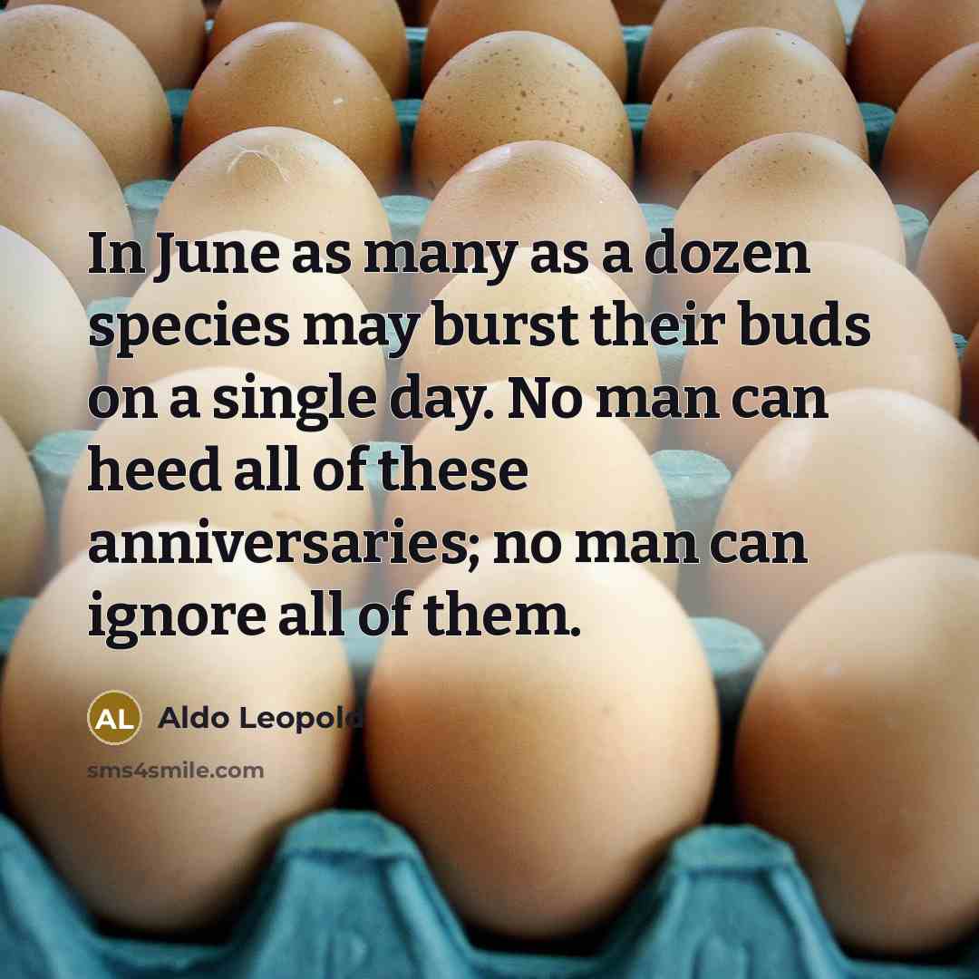 “In June as many as a dozen species may burst…” quote by Aldo Leopold