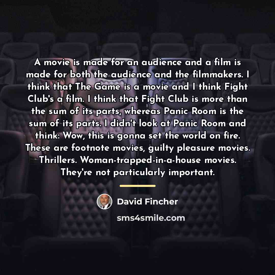 “A movie is made for an audience and a film…” quote by David Fincher