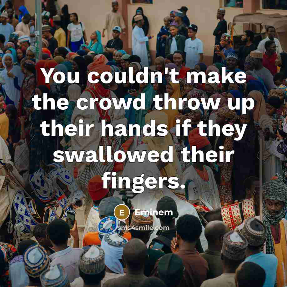 “You couldn't make the crowd throw up their hands if…” quote by Eminem