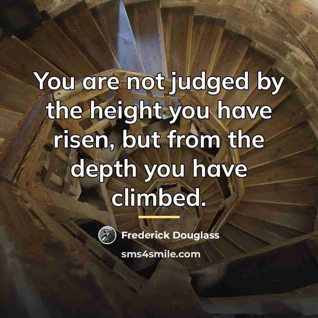 “You are not judged by the height you have risen,…” quote by Frederick Douglass