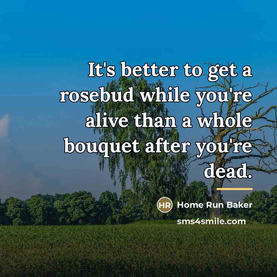 “It's better to get a rosebud while you're alive than…” quote by Home Run Baker