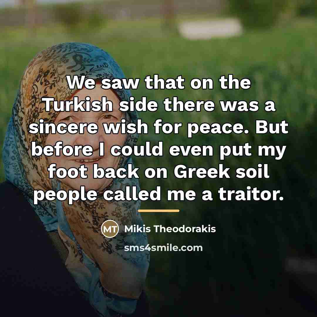“We saw that on the Turkish side there was a…” quote by Mikis Theodorakis