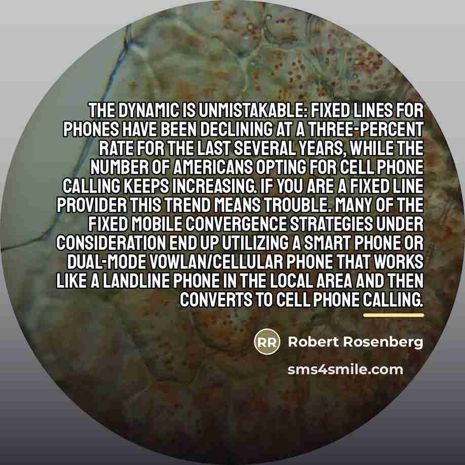 “The dynamic is unmistakable: fixed lines for phones have been…” quote by Robert Rosenberg
