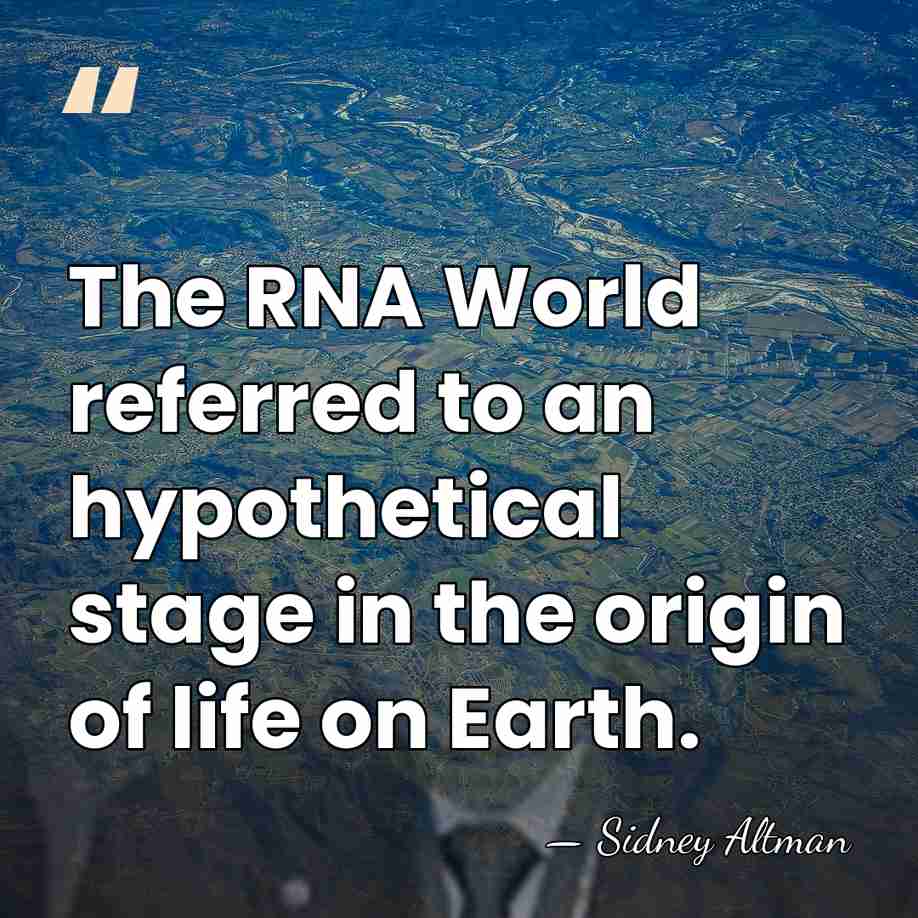 The RNA World referred to an hypothetical stage in the origin of&hellip; - Sidney Altman