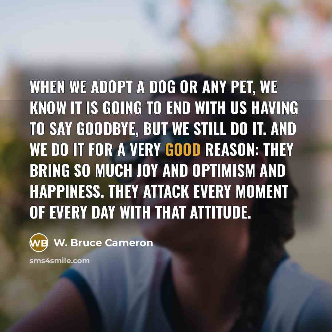 “When we adopt a dog or any pet, we know…” quote by W. Bruce Cameron