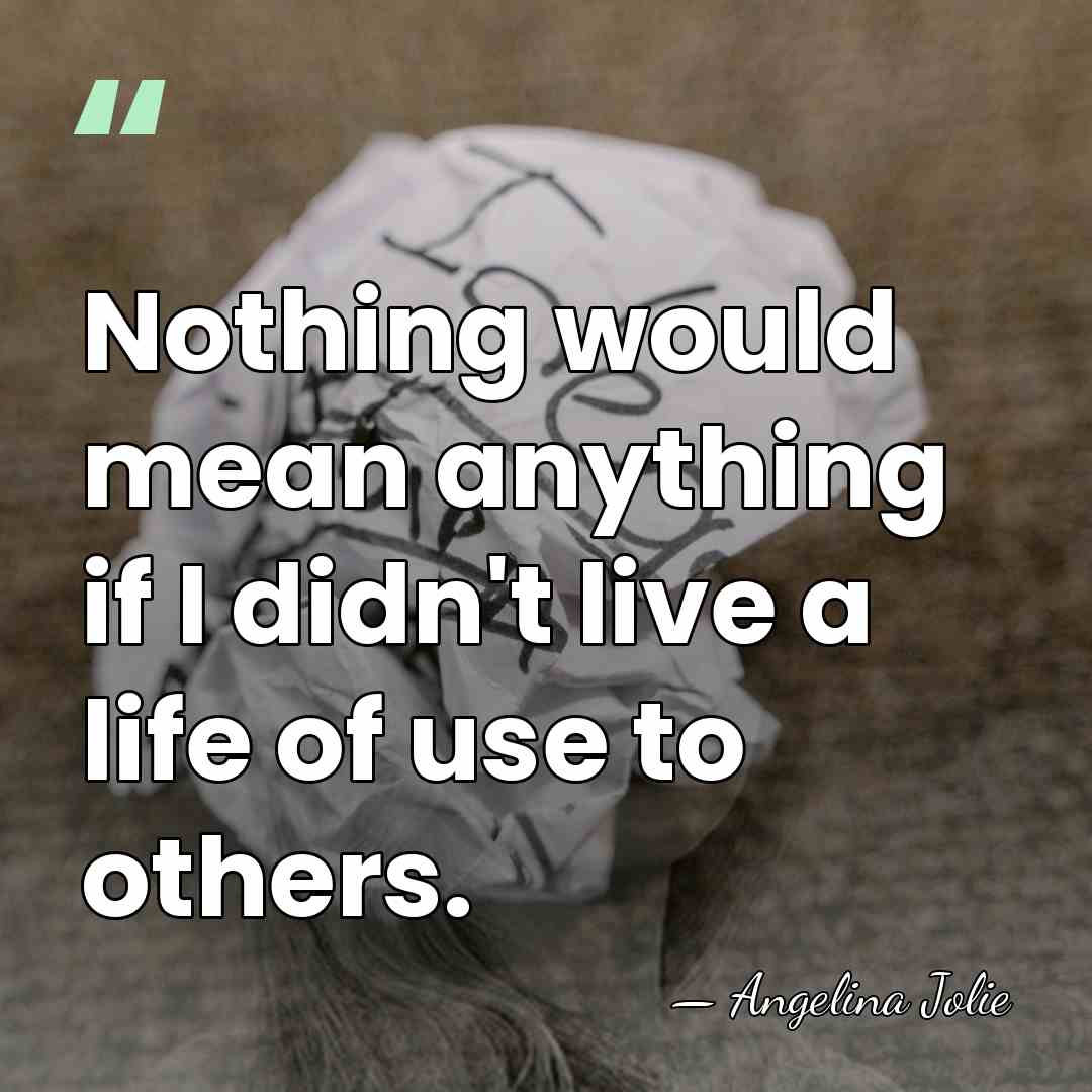 Nothing would mean anything if I didn't live a life of use&hellip; - Angelina Jolie