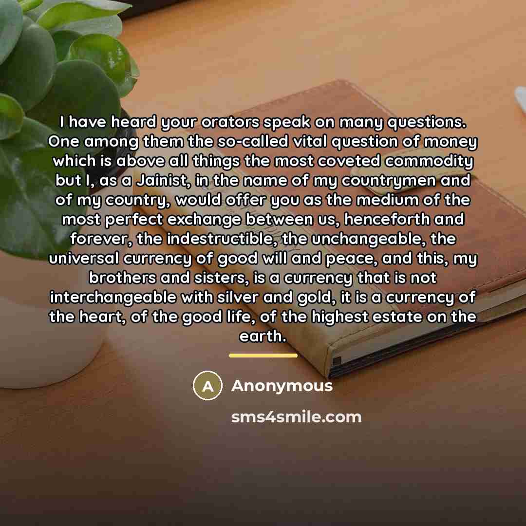 “I have heard your orators speak on many questions. One…” quote by Anonymous
